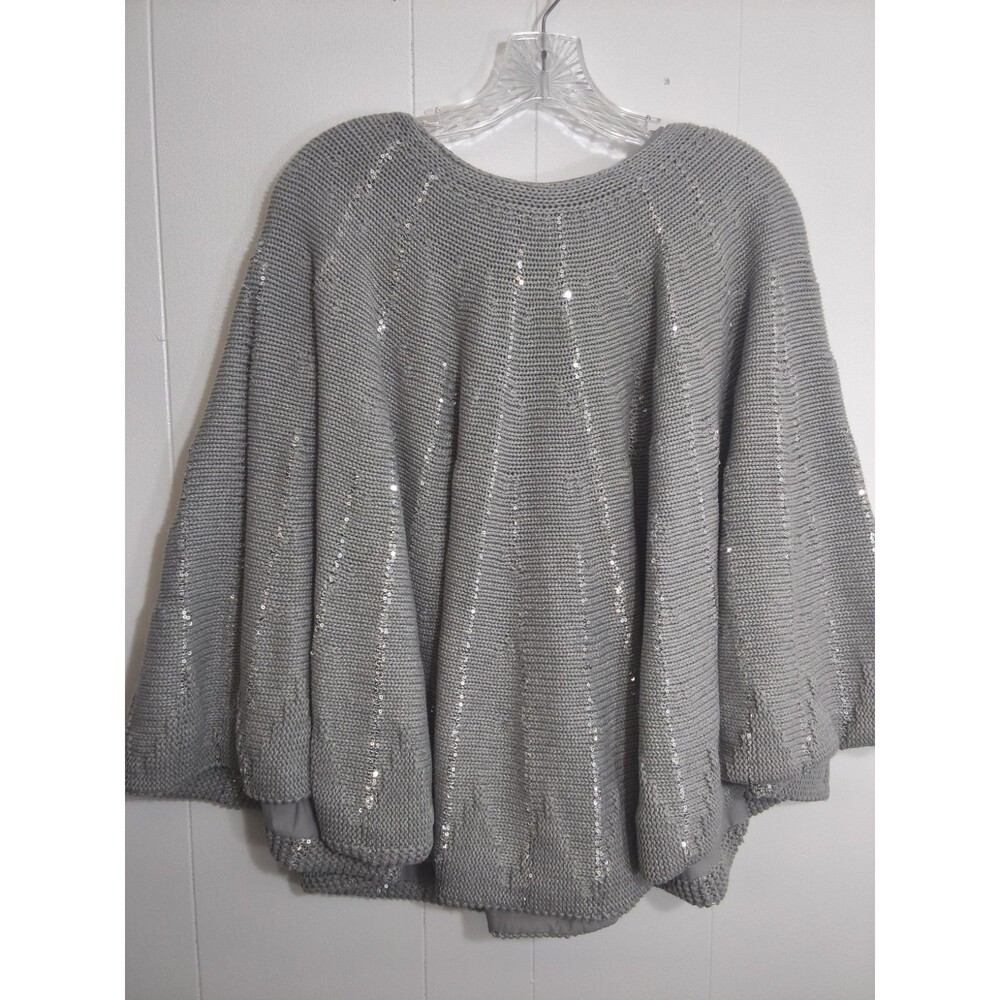 Nicole Miller Women Vintage button down Cape Gray With silver high light Size M